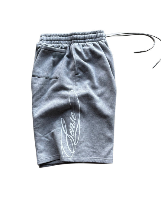 Grey Baggy Script Shorts