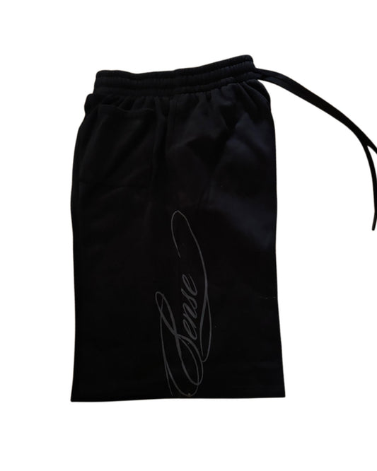 Black Baggy Script Shorts