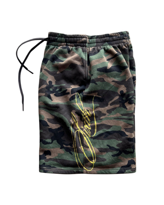 Camo Baggy Script Shorts