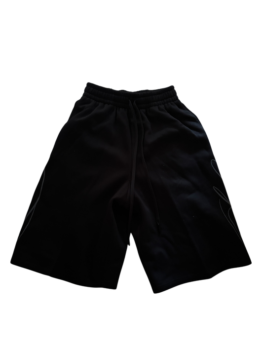 Black Baggy Script Shorts